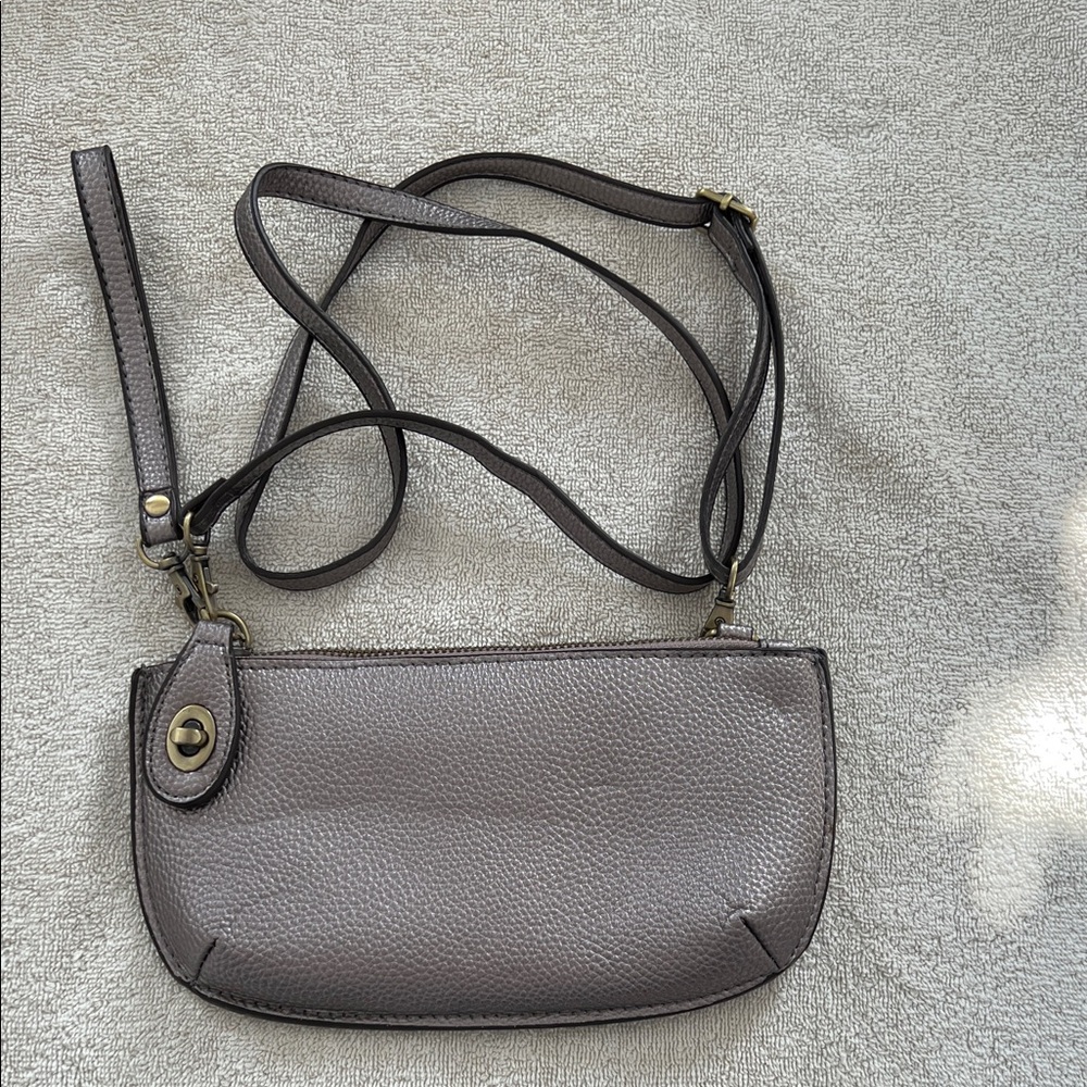 Gray Leather Crossbody Bag